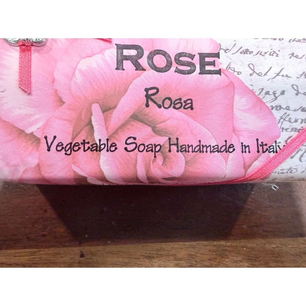 Panrosa Rose Essential Oil Soap & Handmade Italian Vegetable Soap Bundle 2pk